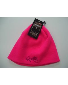 RUSTY BEANIE WINTER GIRLS FLURO PINK KIDS SNOWBOARDING SKIING WARM ONE SIZE