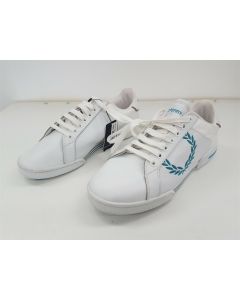 FRED PERRY TENNIS SHOES WHITE LEATHER SIZE 11 MENS SNEAKERS SNEAKER AQUA