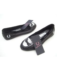 FRED PERRY LADIES BALLET FLATS WOMENS CASUAL SHOES BLACK WHITE SIZE 4