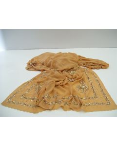 SAREE SARI INDIAN DESIGNER EMBROIDERY WEDDING FABRIC LADIES TAN PARTY GOWN DRESS