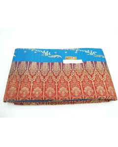 SAREE SARI INDIAN DESIGNER FLORAL EMBROIDERED BLUE ORANGE BROWN GOLD FABRIC