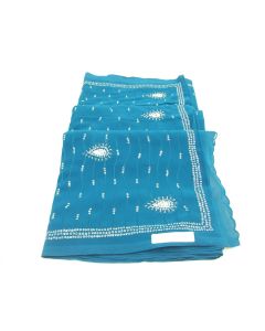 SAREE SARI INDIAN DESIGNER HAND EMBROIDERED WEDDING FABRIC BLUE CHIFFON SEQUIN