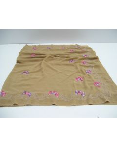 SAREE SARI INDIAN DESIGNER  HAND EMBROIDERED WEDDING FABRIC BEIGE PURE GEORGETTE