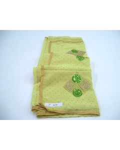 SAREE SARI INDIAN DESIGNER HAND EMBROIDERED WEDDING FABRIC YELLOW CHIFFON WRAP