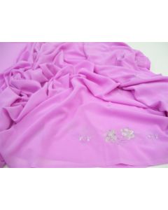 SAREE SARI INDIAN DESIGNER HAND EMBROIDERED WEDDING FABRIC LILAC PURE GEORGETTE