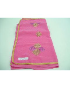 SAREE SARI INDIAN DESIGNER HAND EMBROIDERED WEDDING FABRIC PINK CHIFFON WRAP