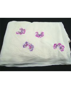 SAREE SARI INDIAN DESIGNER HAND EMBROIDERED WEDDING FABRIC CREAM LASER GEORGETTE