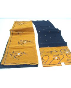 SAREE SARI INDIAN DESIGNER EMBROIDERY WEDDING FABRIC LADIES ORANGE BLACK 2PIECE