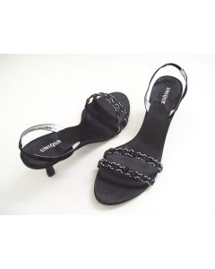 UNIQUE LADIES SHOES HEELS BLACK SIZE 8 DRESS FORMAL OPEN TOE ANKLE STRAP EU 41