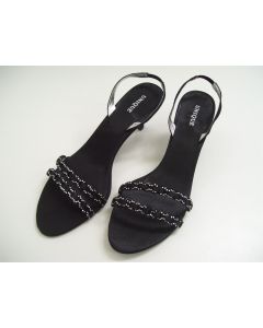 UNIQUE LADIES SHOES HEELS BLACK SIZE 7.5 DRESS FORMAL OPEN TOE ANKLE STRAP EU 40