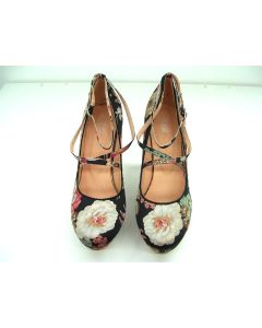 UNIQUE LADIES SHOES HEELS FLORAL DESIGN ANKLE STRAP DRESS CLOSED TOE AU 8 EU41
