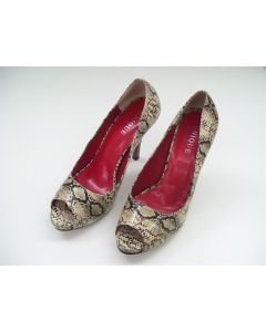 UNIQUE LADIES SHOES HEELS SNAKESKIN DESIGN DRESS FORMAL PEEP TOE AU 8 EU41