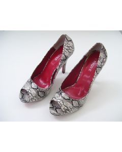 UNIQUE LADIES SHOES HEELS SNAKESKIN DESIGN DRESS FORMAL PEEP TOE AU 7 EU40