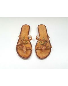 UNIQUE LADIES SHOES SANDALS SIZE 8.5 FLATS LEATHER SLIP-ON LIGHT BROWN EU42