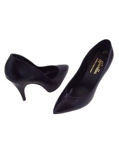 SPARKLE LADIES SHOES PURPLE POINTED TOE SIZE 5.5 LEATHER FORMAL HEELS CLOSED