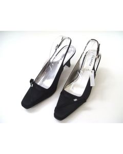 CLARICE BLACK SATIN LADIES FORMAL DRESS HEELS SHOES WEDDING PARTY BETH SIZE 5.5