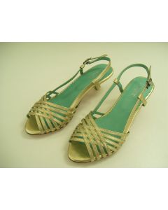 UNIQUE LADIES SANDALS AU SIZE 3.5 DRESS SHOES ANKLE STRAP GOLD PEEP TOE EU35