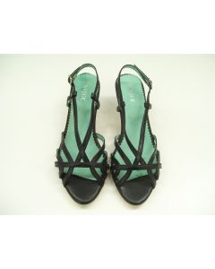 UNIQUE LADIES SHOES HEELS BLACK DRESS FORMAL OPEN TOE ANKLE STRAP AU SIZE 6 EU37