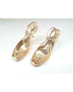 TOP END LADIES SHOES SIZE 6.5 LEATHER GOLD DRESS INFINATE HEELS SHEEP EU39