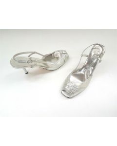 TOP END LADIES SHOES SIZE 7.5 LEATHER SILVER DRESS INFINATE HEELS SHEEP EU40