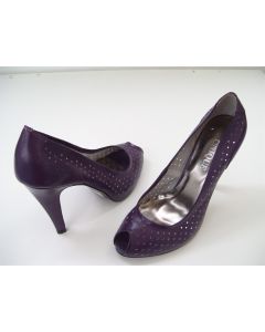 UNIQUE LADIES SHOES HEELS PURPLE SIZE 6 LEATHER DRESS FORMAL PEEP TOE EU SIZE 38