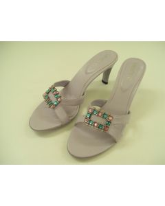 UNIQUE LADIES SHOES HEELS LILAC SANDALS LEATHER DRESS FORMAL OPEN TOE EU SIZE 36