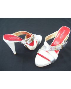 UNIQUE LADIES SHOES HEELS WHITE DRESS FORMAL SILVER OPEN TOE STRAP EU SIZE 35