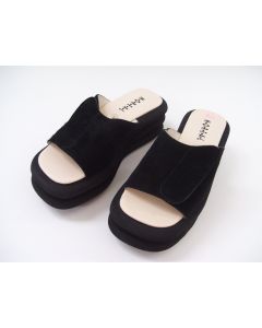 Moreal Slides Ladies Size 6 Black Suede Slip On Slide Leather Beach Summer