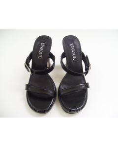 UNIQUE LADIES SHOES HEELS BLACK SIZE 3.5 DRESS FORMAL OPEN TOE STRAP EU 35