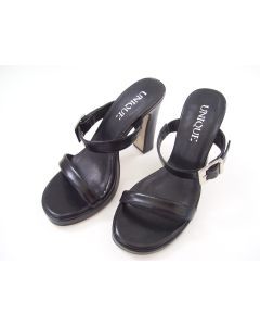 UNIQUE LADIES SHOES HEELS BLACK SIZE 3.5 DRESS FORMAL OPEN TOE STRAP EU 35