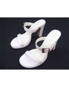 UNIQUE LADIES SHOES HEELS WHITE SIZE 4.5 DRESS FORMAL OPEN TOE STRAP EU 36