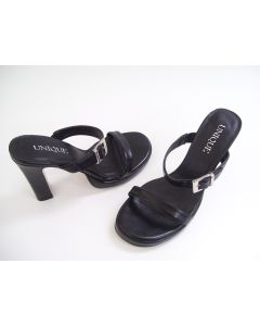 UNIQUE LADIES SHOES HEELS BLACK SIZE 5 DRESS FORMAL OPEN TOE STRAP EU 37