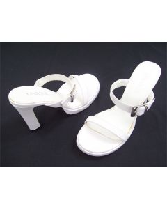 UNIQUE LADIES SHOES HEELS WHITE SIZE 5 DRESS FORMAL OPEN TOE STRAP EU 37