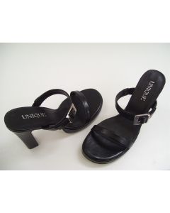 UNIQUE LADIES SHOES HEELS BLACK SIZE 6 DRESS FORMAL OPEN TOE STRAP EU 38