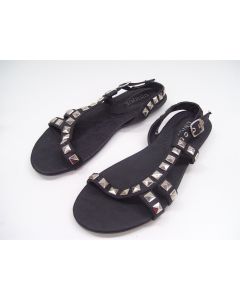 UNIQUE LADIES SHOES SANDALS BLACK DRESS OPEN TOE ANKLE STRAP AU SIZE 6 EU38