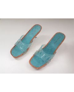 Ladies Formal Evening Mules Size 7 Slides Large Sizes Women Heels Blue Fetish