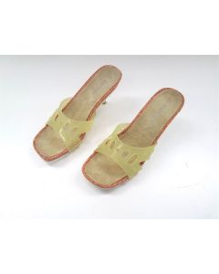 Ladies Formal Evening Mules Size 9 Slides Large Sizes Women Heels Lime Leather