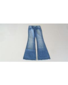 TBY LADIES DENIM JEANS BLUE SIZE 27 FLARED LEG COTTON DISTRESSED THE ORIGINAL