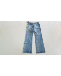 TBY LADIES JEANS SIZE 27 DENIM STRAIGHT WAIST REGULAR COTTON BLUE WORN OUT