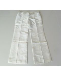 TORY BURCH LADIES PANTS SIZE 14 SILK WOOL STRAIGHT LEG CASUAL WHITE LIGHT GOLD