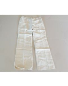 TORY BURCH LADIES PANTS SIZE 12 SILK WOOL STRAIGHT LEG CASUAL WHITE LIGHT GOLD