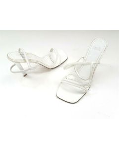 RMK LADIES DRESS SHOES SIZE 8 WHITE HEELS LEATHER TUBBY 23110 STRAP HIGH HEELS