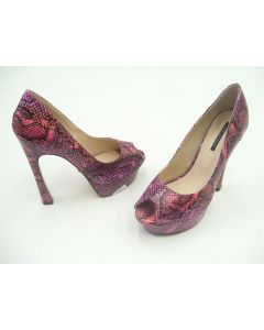 TONY BIANCO SHOES LADIES PEEP TOE HEELS DRESS SNAKESKIN FRYER SIZE 8 PINK
