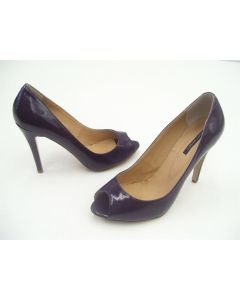 TONY BIANCO SHOES LADIES PEEP TOE PATENT PLUM FORMAL DRESS HEELS LEATHER SIZE 8