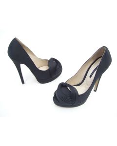 TONY BIANCO SHOES PEEP TOE LADIES FORMAL DRESS SATIN HEELS BLACK SIZE 5