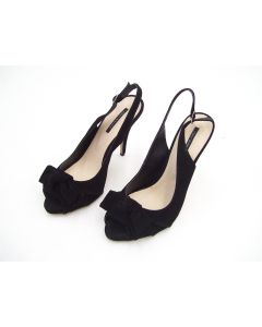 TONY BIANCO SIZE 8.5 PEEP TOE SHOES HEELS ELGAH HIGH LADIES BLACK KID SUEDE OPEN