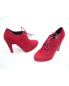 RMK SHOES ANKLE BOOTS LADIES RED SUEDE FORMAL DRESS HEELS PARTY SIZE 7.5 INIKA