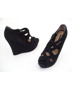 TONY BIANCO SHOES LADIES BLACK WEDGES SUEDE LEATHER DRESS PARTY WORK SIZE 5.5