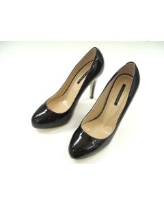 TONY BIANCO SIZE 6.5 SHOES BLACK PATENT LEATHER HEELS LADIES FORMAL ROUND TOE