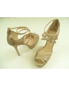 TONY BIANCO SHOES GOLD FORMAL DRESS GLITTER HEELS LADIES SIZE 9.5 KARI ZEPHYR